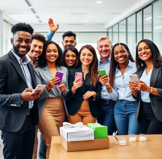 Equipe diversa usando os benefícios TKS